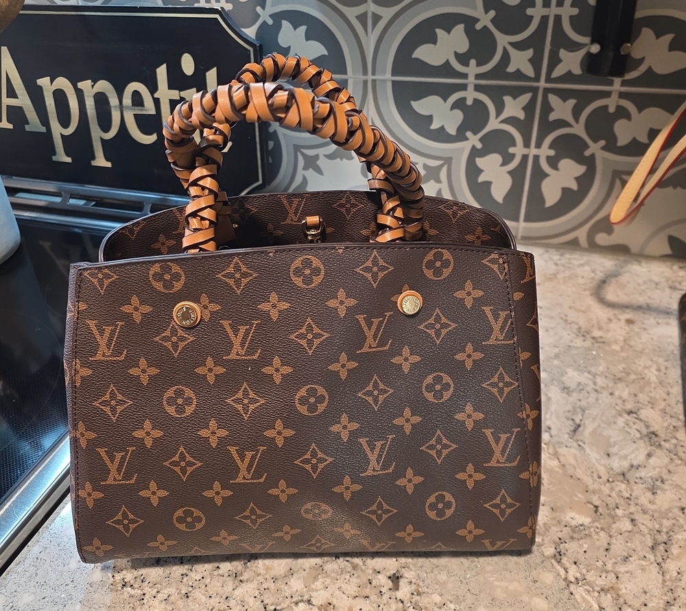 Satchel with Wrapped Tan Handles
